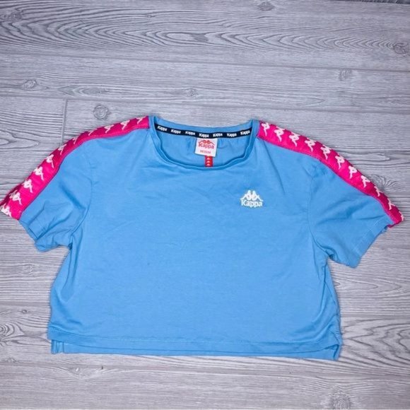 Blue kappa cropped short sleeve t shirt tank top size medium - Picture 2 of 6